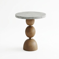 Table d'appoint ronde en bois avec base en forme de vase pour l'ameublement de la maison
