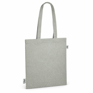 Sac fourre-tout en coton recyclé gris mélangé 140 GSM 38x42 cm avec poignée plate, logo personnalisé, vente en gros, sac de courses réutilisable, fabricant - Product Image 2