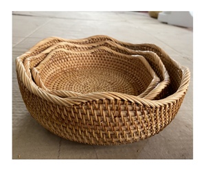 Thanksgiving personnalisable rotin bambou chargeur assiettes utilisées pour fête de vacances mariage plats en osier vaisselle vaisselle - Product Image 5