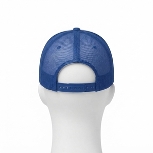 Casquette de baseball pour homme, blanche et bleue, style trucker, avec logo brodé personnalisé, dos en mesh, fermeture snapback, réglable - Product Image 4