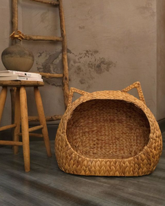 Artex HaiNam Woven Fiber Cat <b>Bed</b> <b>Cave</b> Oval Solid Color Breathable Indoor All Seasons Cute Style for Cats - Product Image 4