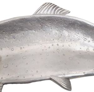 Plateau à poisson vintage en aluminium moulé argenté Plateau de service artisanal en métal pour table de cuisine Décoration intérieure Vaisselle élégante - Product Image 2