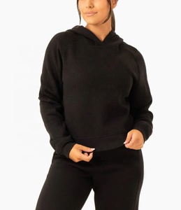 OEM Custom Winter Pullover Hoodie <b>Women</b> Casual Long Sleeve <b>Black</b> <b>Crop</b> <b>Top</b> Front Loose Hoodies New Classic Breathable Streetwear - Product Image 2