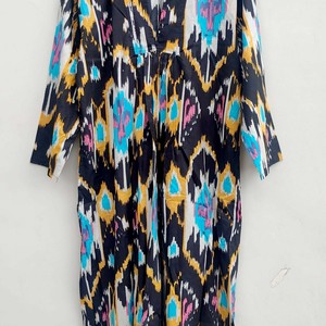 Robe longue florale personnalisée de qualité supérieure pour femme, manches longues, été, polyester et coton, du S au XXL, vêtements d'occasion pour l'exportation - Product Image 2