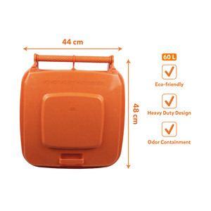 Contenedor de Basura de Plástico para Exteriores, Grande, 60L, Multicolor |   Contenedor de Basura Resistente a Olores para Lugares Públicos, Escuelas y Parques - Product Image 5