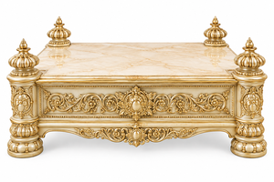 Collection de meubles de salon de style Versailles de luxe, canapé et chaises en bois sculpté doré ivoire majestueux, ensemble de salon rococo - Product Image 5