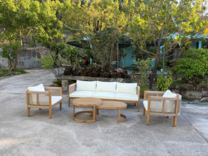 Ensemble de canapé et table en bois d'extérieur moderne avec chaises pour jardin et balcon - Product Image 6
