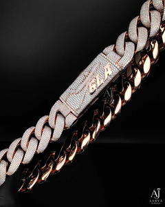 Rose Gold Plated 925 Sterling Silver Moissanite Cuban Link <b>Necklace</b> Iced Out <b>Chain</b> for Men Women Anniversary Hip Hop - Product Image 1