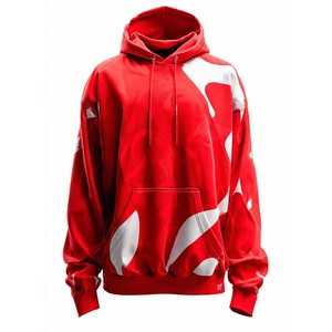 <b>Mens</b> Oversized Hooded <b>Sweatshirt</b> OEM <b>White</b> Topographic Print Cotton French Terry Minimalist Streetwear Autumn Wear Pocket Design - Product Image 2
