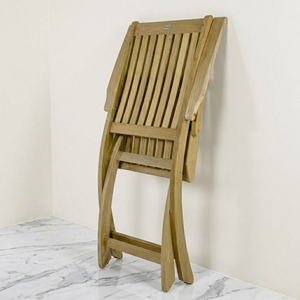 Fauteuil pliant en teck, chaise de plage côtière, dossier à lattes en bois massif, accoudoirs courbés, chaise de patio pour bord de piscine, coussin gris amovible - Product Image 4