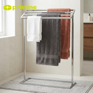 Freestanding Chrome Steel Towel Rack 3 Bars Minimalist Modern Movable Bathroom Towel Holder Home <b>Storage</b> - Product Image 4