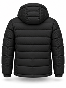 <b>Men's</b> Black Hooded Puffer <b>Jacket</b> Winter Waterproof Quick Dry Windproof <b>Smart</b> Casual Zipper Polyester Wadding Regular Length - Product Image 2