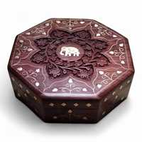 Boîte à bijoux octogonale en bois de rose, faite à la main, vintage |   Boîte de rangement cosmétique en bois de collection |   Cadeau de Noël : Bague et Organisateur