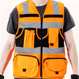 Chaleco de Seguridad de Alta Visibilidad para Hombre, con Franjas Reflectantes, Transpirable, de Poliéster, para Trabajo, Casual, Uso en Exteriores de Verano - Product Image 5