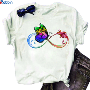 T-shirt imprimé pour femme à manches courtes, motif rose et papillon, coupe ample et respirante, grandes tailles - Product Image 6