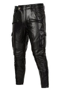 Men's Premium Quality Lightweight Canvas Straight Leather Pants Stylish Shiny Customized Vintage Street Style <b>Waterproof</b> Zipper - Product Image 3