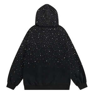 Sudadera con capucha de poliéster y algodón de 370 g, forrada, transpirable, de invierno, con cremallera y pedrería, de felpa francesa, personalizada para fabricantes de ropa. - Product Image 2