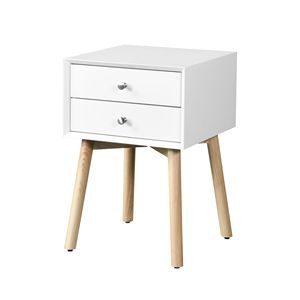 Metà del secolo moderna armadio a 2 cassetti con gambe in legno di gomma tavolino bianco per camera da letto mobili da soggiorno comodini - Product Image 3