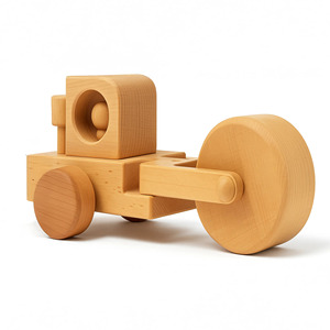 Camion jouet en bois, forme carrée, finition naturelle, pour les jeux des enfants, décoration de la maison, table à manger, intérieur moderne - Product Image 1