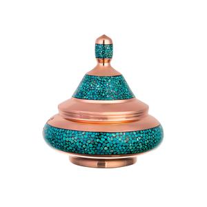 Tapa para Azucarero de Calidad Premium con Acabado Azul y Cobre, Contenedor Decorativo para Dulces con Pedestal Floral, Almacenamiento de Cocina, Decoración del Hogar - Product Image 2