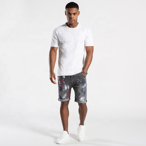 Shorts en jean BEARD pour homme, coupe droite, respirant, délavage clair, style urbain, taille mi-haute, fermeture à cordon, poches - Product Image 5