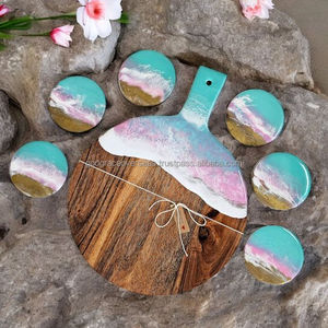 Belle planche de charcuterie en bois planche à découper en résine époxy pour fromage pour hacher élégante planche à fromage de service - Product Image 1