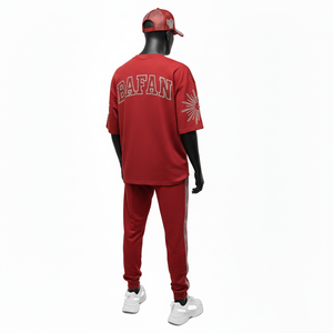ชุดเสื้อยืดและกางเกงจ็อกเกอร์ผู้ชาย ผ้าฝ้าย เสื้อยืด 180 GSM กางเกงผ้าฟลีซ 260 GSM โลโก้ประดับเพชรแดง ชุด 2 ชิ้น - Product Image 5