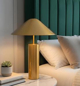 Modern Brass Table Lamp with Cone Metal Shade Warm White <b>Light</b> for Bedroom Decorative <b>Lighting</b> - Product Image 1
