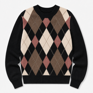 Cárdigan de Punto Argyle Vintage para Mujer, Cuello en V, Manga Larga, Suave, Informal, con Logotipo Frontal, Otoño Invierno, OEM ODM - Product Image 5