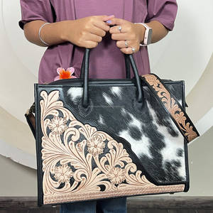 Handcrafted Genuine Cowhide Leather Women's <b>Tote</b> <b>Bags</b> Floral Design Luxury <b>Large</b> Capacity Shoulder Crossbody Travel <b>Tote</b> <b>Bags</b> - Product Image 4