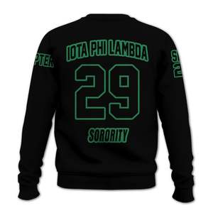 Sudadera Universitaria Personalizada Iota Phi Lambda, Negra y Verde Esmeralda, con el Escudo de la Hermandad Griega, Desde 1929, para Mujer - Product Image 6