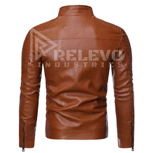Plain High Street Men's Gothic Biker <b>Jacket</b> <b>Punk</b> Leather Coat Winter Eco-friendly Silver Skull Cross Hardware Slim Fit Stand - Product Image 5