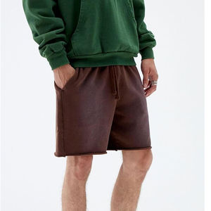 Men's Oxford Shorts Heavyweight Cotton Streetwear Vintage Distressed Sun Faded Acid Wash <b>Knee</b> Length Drawstring Closure - Product Image 4