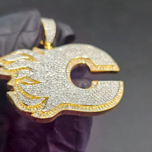 Collar con Colgante de Letra C Grande Personalizado para Hombre, Joyería de Plata 925, con Moissanita y Engaste de Garra, Cadena con Inicial para Boda - Product Image 2