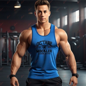 Gold Gym Men's <b>Stringer</b> Tank Tops 100% Cotton Print Breathable Quick Dry Eco-Friendly Workout Muscle Burnout Plus Size Front - Product Image 1