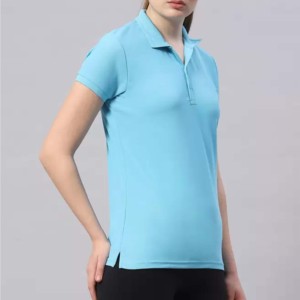 Women's <b>Light</b> Blue Short Sleeve for Shirt 100% Cotton Jersey Knitted Solid Color Casual Breathable Quick Dry Fit - Product Image 4
