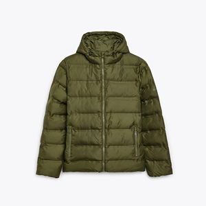 100% Nylon Stand Collar Patchwork Streetwear Puffer <b>Jacket</b> - Product Image 3