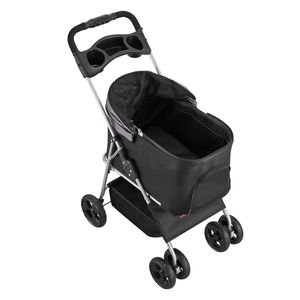 "Pet Carriers Foldable Dog Stroller Cart 4 <b>Wheels</b> 35 Lbs Weight Capacity <b>Cats</b> Pram Mesh Windows Detachable Carrier" - Product Image 2