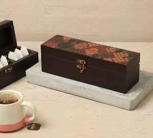 Wooden Rectangular <b>Storage</b> organizer with Patterned Lid Single Tier Decorative Box for Living Room for office Desk Organization - Product Image 3
