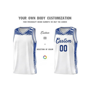Custom Basketball Jersey Set White Blue Sublimated Print Breathable <b>Mesh</b> Tank Top Shorts Unisex Adult Team Uniform - Product Image 2