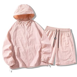 Veste coupe-vent à capuche pour femme, manches longues, en polyester tissé, style utilitaire, couleur unie, fermeture éclair, idéale pour l'été - Product Image 5