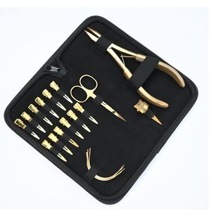 Kit d'outils pour extensions capillaires de salon : Micro-perles, Pince à sertir plate, Anneau de séparation, Ciseaux de coupe de cheveux, Aiguilles oscillantes, Pinces - Product Image 5