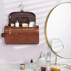 Genuine Leather Toiletry Bag <b>Mens</b> Dopp Kit Shaving Wash Bag Travel Cosmetic <b>Pouch</b> Large Capacity Wholesale UK TYG-0270 - Product Image 4