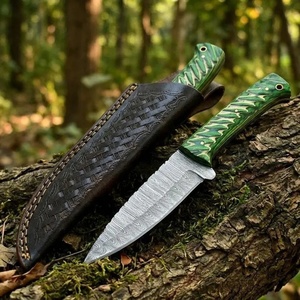Couteau de chasse de poche à lame droite, motif Damas, fait main sur mesure, EDC, prêt pour FBA, survie en extérieur, dépecage, bushcraft - Product Image 1