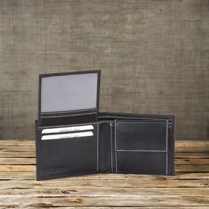 Cartera de Hombre Royaa Vintage, Corta, Delgada, Bifold, de Cuero Genuino Crazy Horse, con Forro de PVC, Bloqueo RFID, Cierre Abierto, Multifuncional 5 - Product Image 1