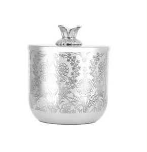 Tarro de Lujo de Acero Inoxidable Plateado con Grabado Floral, Contenedor de Almacenamiento para Dulces, Especias y Azúcar, Organizador de Encimera de Cocina - Product Image 1