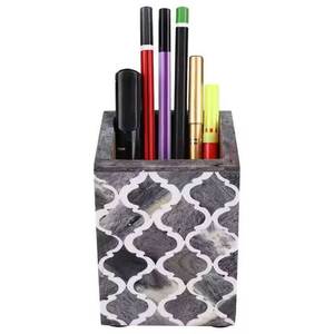 Portalápices de Hueso Incrustado de Calidad Premium, Forma Cuadrada, para Escritorio, Porta Lápices, Porta Marcadores - Product Image 1