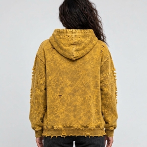 Sweat-shirts oversize pour femmes, effet usé, avec capuchons, offrant un confort doux, des textures vintage et un style urbain tendance pour le quotidien. - Product Image 2