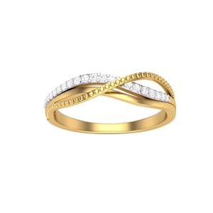 แหวนแต่งงานทองคำแท้แบบไขว้ 2 แถว ประดับเพชรสำหรับผู้หญิง ดีไซน์อินฟินิตี้ เหมาะเป็นของขวัญหมั้น - Product Image 3