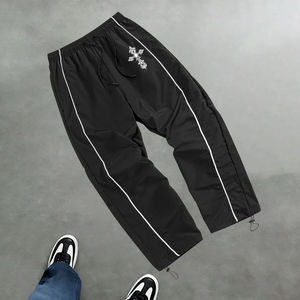 Pantalones deportivos con estampado cruzado para hombre, pantalones ligeros y transpirables con cordón, ropa informal para entrenamiento físico, estilo Retro - Product Image 1